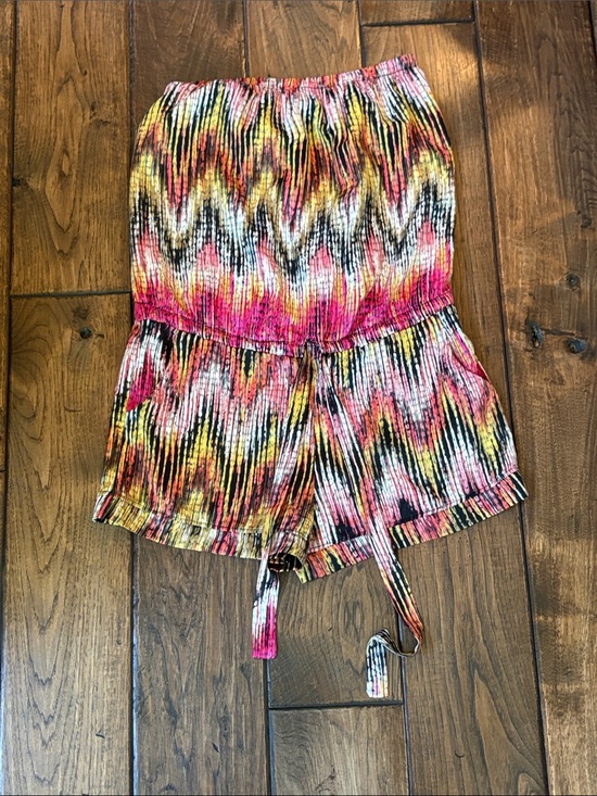 Veronica M Pants - Vibrant Multicolor Strapless Romper with Pockets